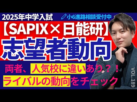 189【中学受験】SAPIX & 日能研志望者動向！ライバルたちはどこを受験