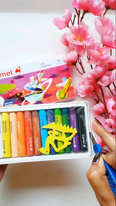camel 12 shades oil pastel unboxing and drawing|holidays crafts #unboxing #shorts #drawing