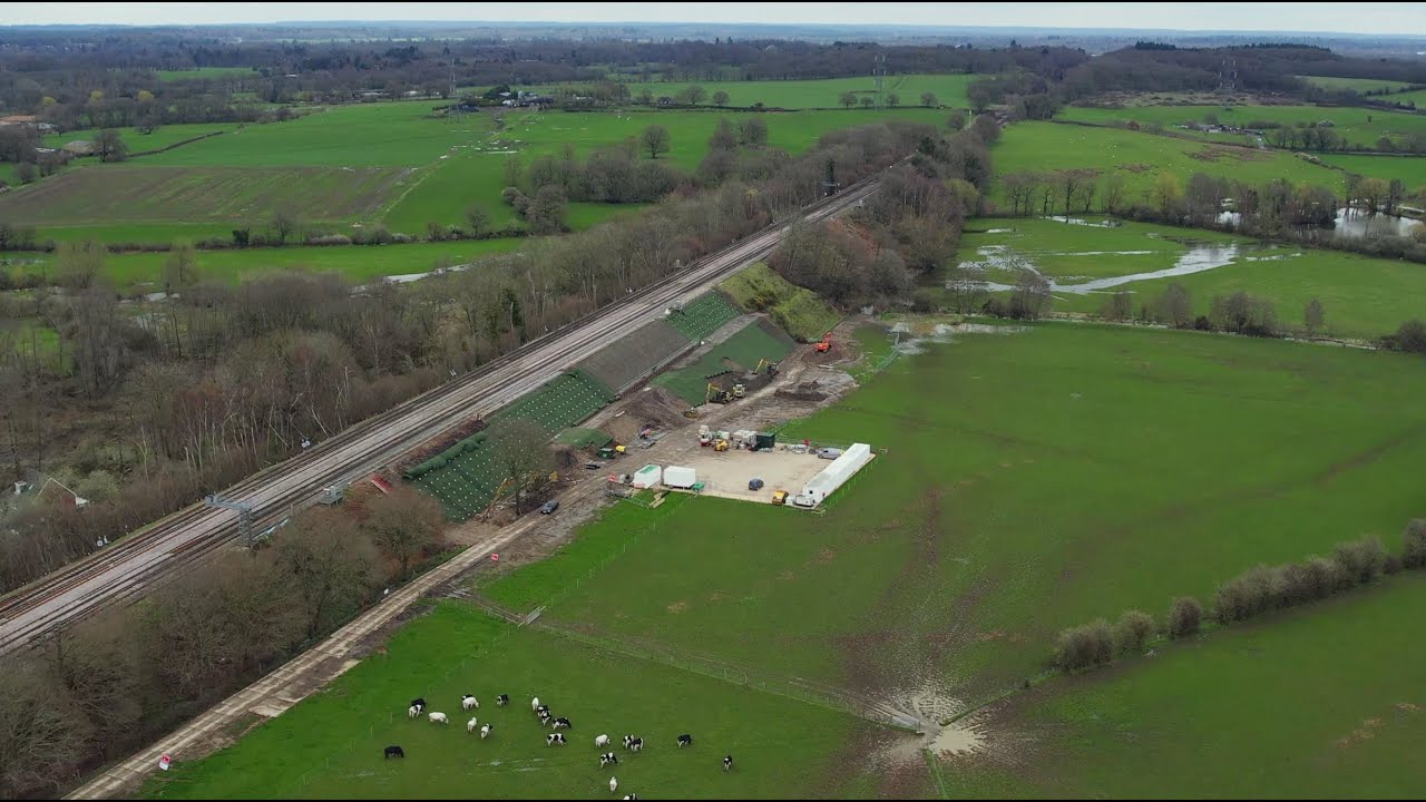 Wessex Downs Railway Line Hook Embankment Landslide Repair update 1st