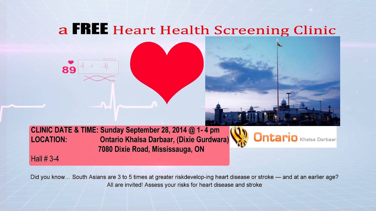 FREE Heart Health Screening Clinic SEP 28, 2014 Mississauga ENG YouTube