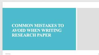Common Mistakes to avoid when writing research paper