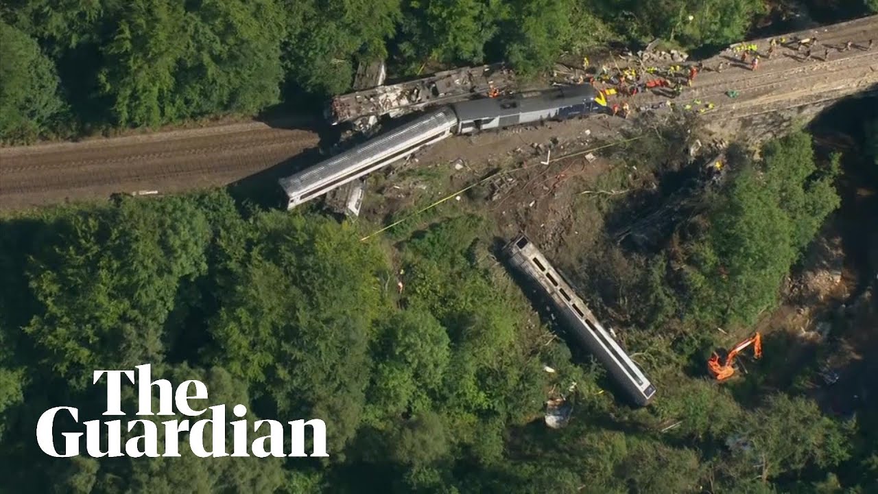 Stonehaven: aerial footage shows extent of damage after train derailment