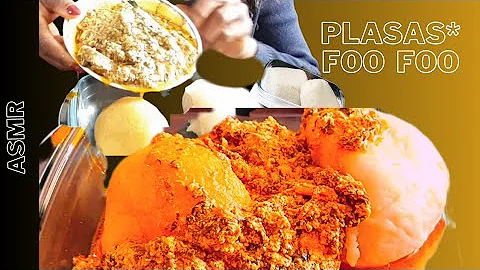 asmr  fufu and egusi soup | goat meat & chicken, nigerian food mukbang