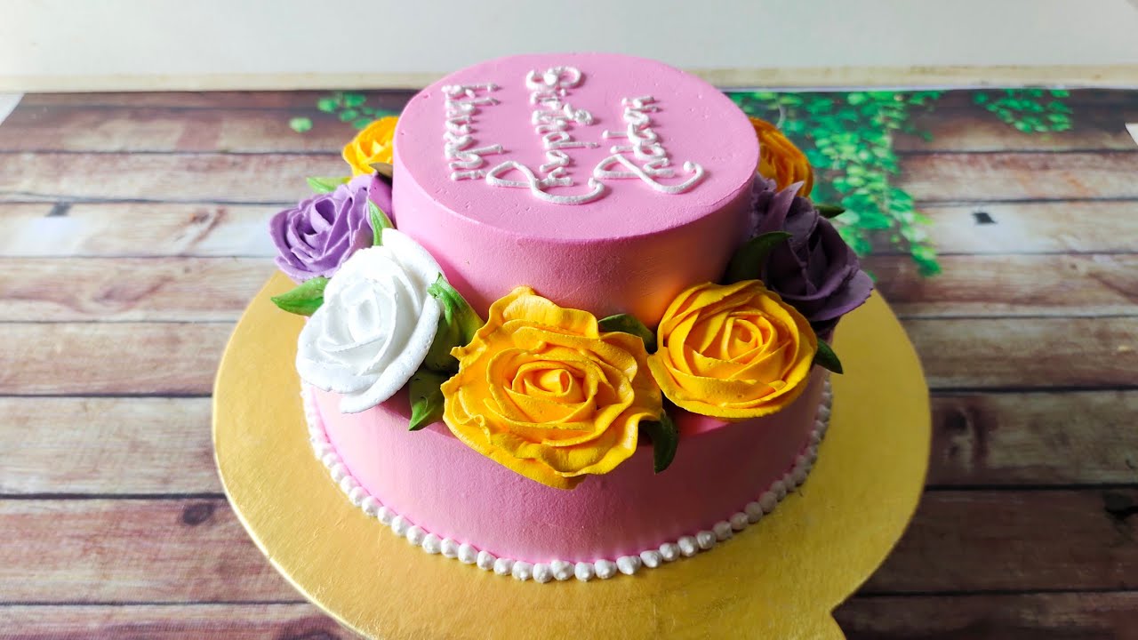 ২ পাউন্ড ২ তালা কেকের রেসিপি | 2 pound 2 Tier cake recipe | Tier cake decoration|বার্থডে কেক রেসিপি