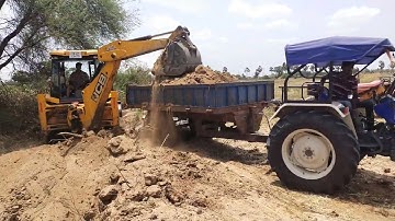 JCB 3DX XTRA Backhole Loading mud in Swaraj Tractor Video-04 || SRIKANTH SS