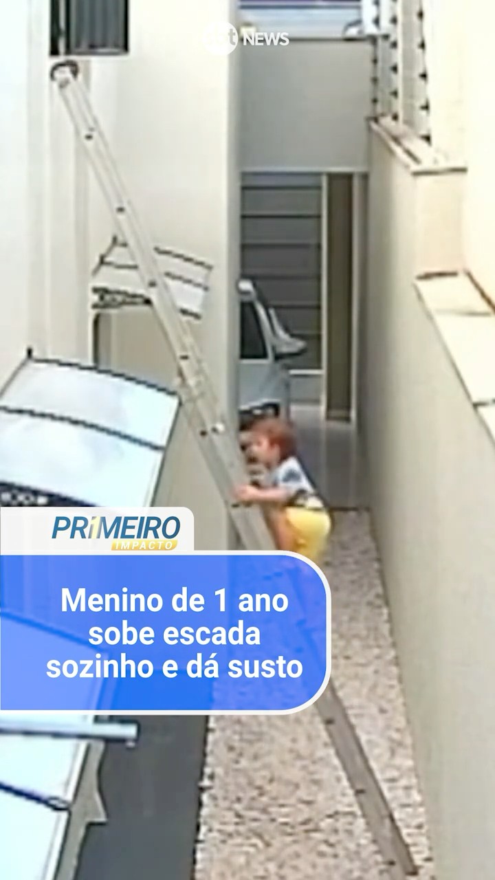 Cuidado nas férias: Menino de 1 ano sobe escada sozinho e dá susto