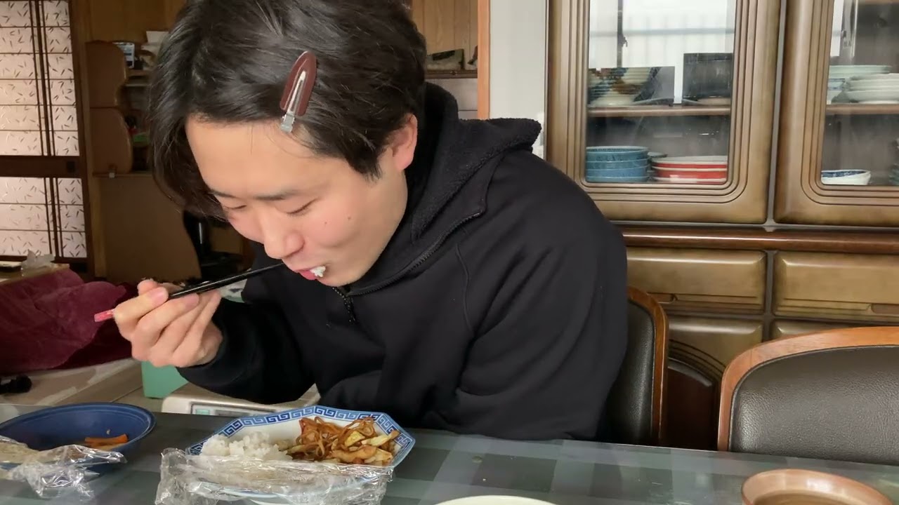 焼きそば・五目まめ・切り干し大根・アスパラ菜のおひたし