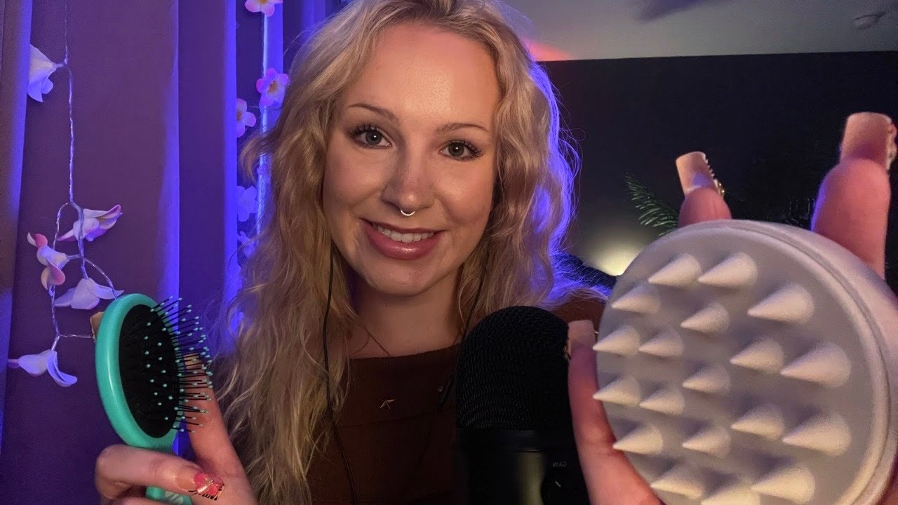 Brushing your hair & massaging your head 💆🏼‍♀️ (layered, mouth sounds)  | Personal Attention ASMR