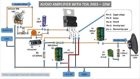 Schematic | Audio Amplifier With TDA 2003 - 10 Watt