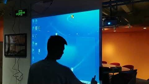 Rear projection on transparent glass, Interactive projection