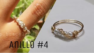 Anillo alambre entorchado con perlas - Alambrismo- Diy Cute