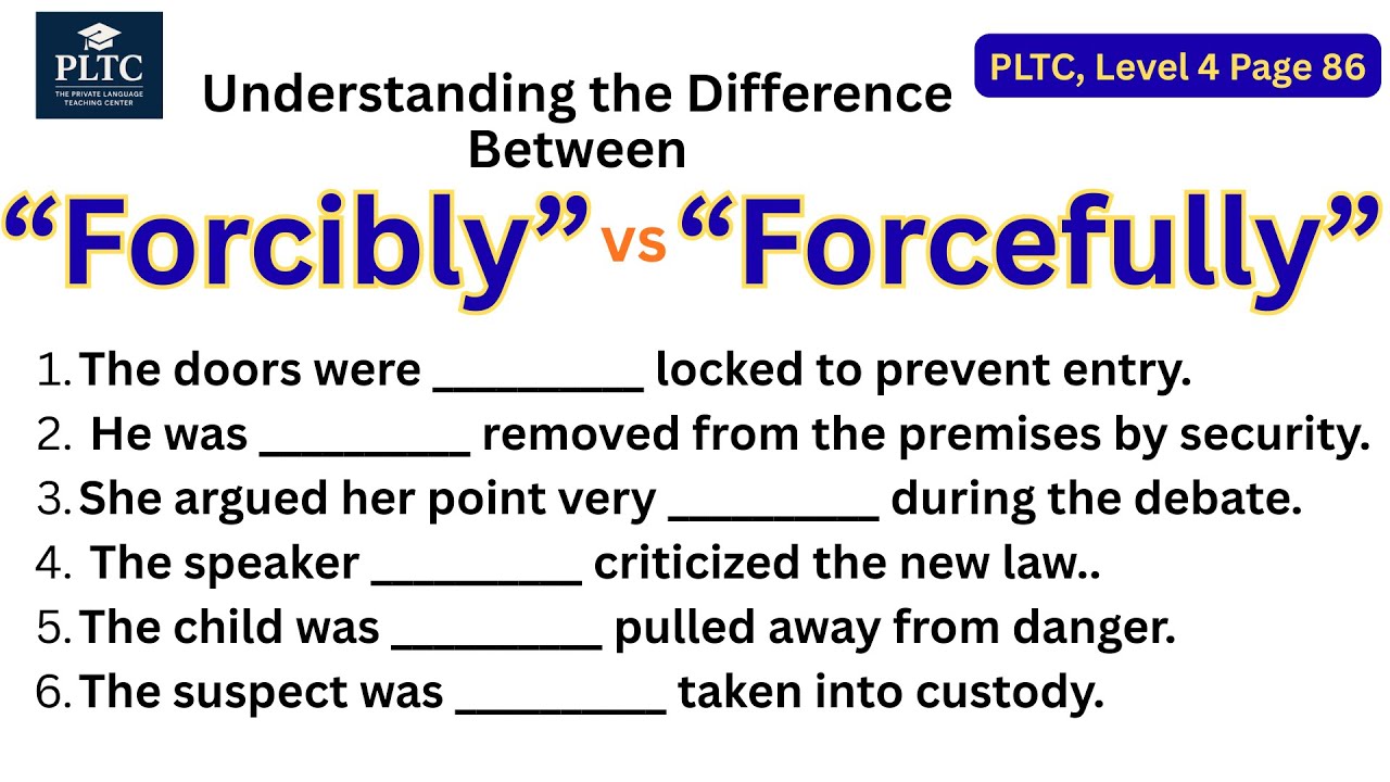 Forcibly vs. Forcefully: The Subtle Difference That Changes Meaning #86 ...