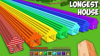 Which LONGEST HOUSE is BETTER in Minecraft? TNT vs LAVA vs GOLD vs EMERALD vs WATER vs PORTAL!