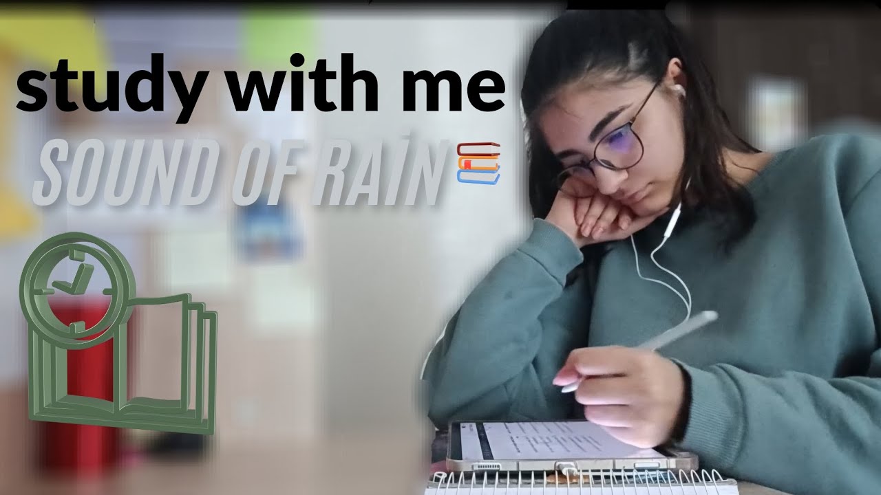 study with me in rain | 🌧 sound of rain | 1 hour pomodoro 