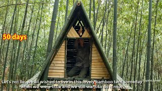 Man Building Bamboo Cabins in the Forest for 50 Days - start to finish by Tropical Forest