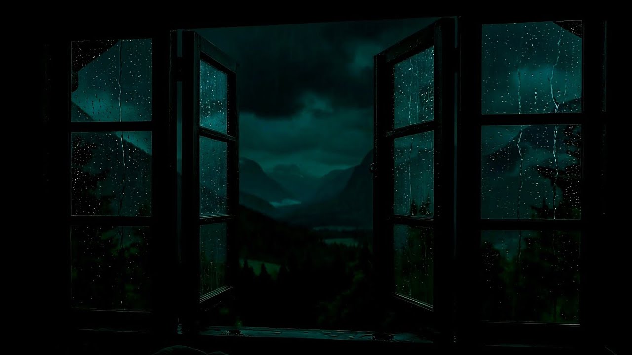 Cozy Rain Night in Outside the Window Bedroom | Soft Warm Ambience for ...