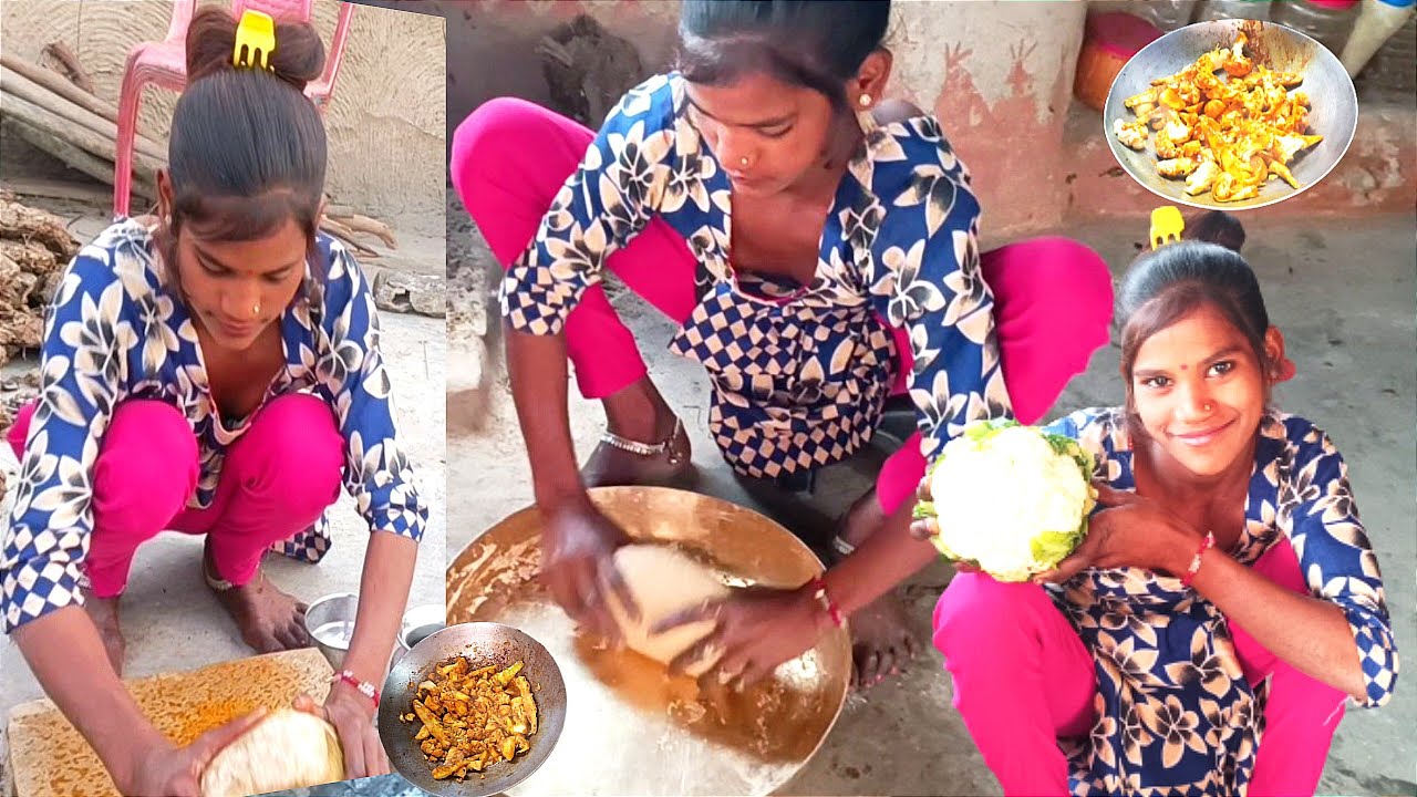 आज दोस्तों बनाई फूलगोभी की सब्जी नए तरीके से बहुत स्वादिष्ट साथ में गरमा गरम फुल्की Punam Kumari