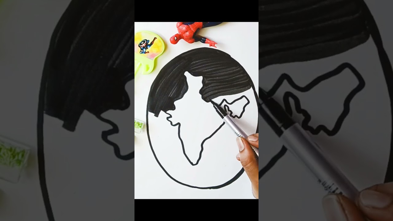 independence day drawing for kids || India map drawing and colouring for kids 