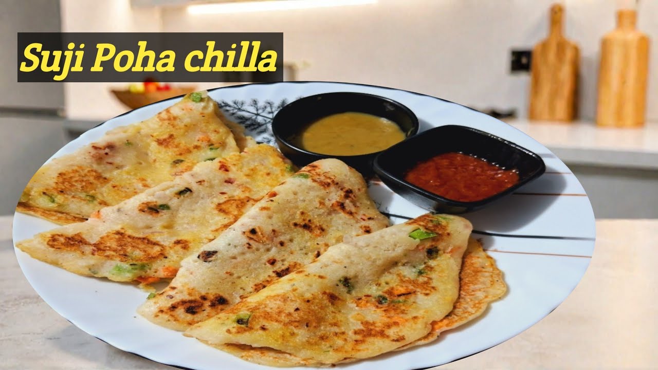 Healthy Poha Suji Chilla | Breakfast Recipe for Weight Loss | Quick Indian Nashta