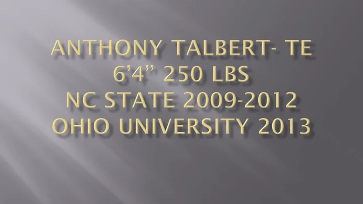 Anthony Talbert- TE Football Highlight