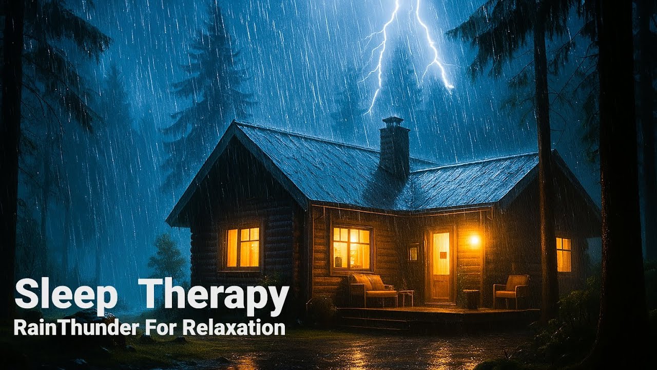 ⛈️ Heavy Rain & Thunder Sounds at Night Warm Cabin Escape Deep Sleep ...