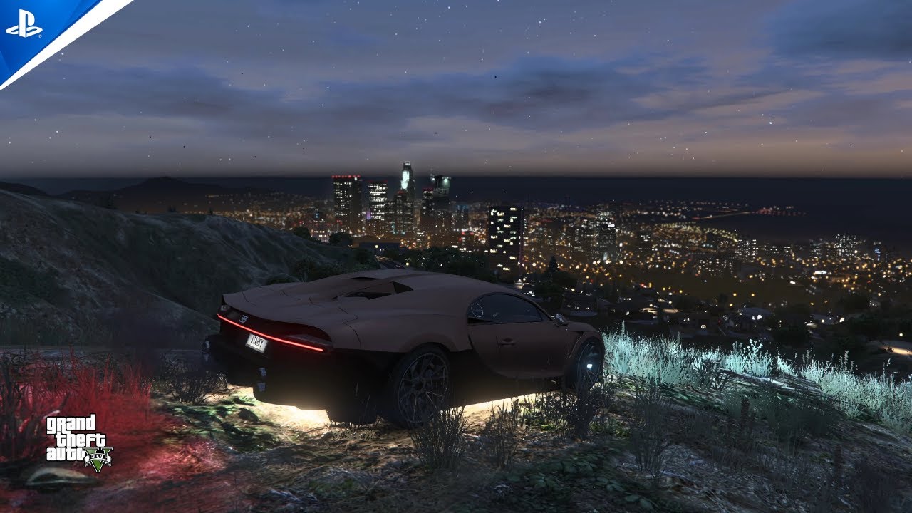 GTA 5 Nightlife Cinematic 🌆 Bugatti Chiron Driving Through Los Santos (Starboy Vibes)