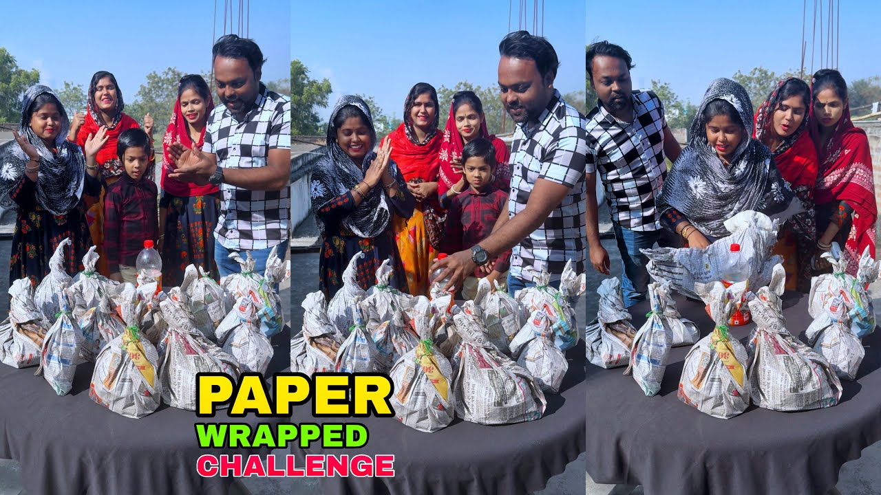 Paper Wrapped Grocery Item Winning Challenge With Family #challenge #grocery #viral 