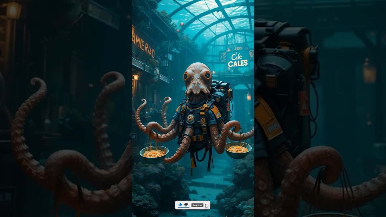 Cute Octopus Delivers Glowing Ramen 🐙🍜 | Funny & Amazing Animal Shorts Going Viral 