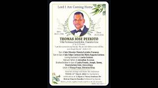 FINAL JOURNEY OF THOMAS PEIXOTO. 31-03-26. Chandor-Goa