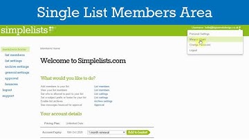 Simplelists Membership Area Overview - Part 1 Single List Accounts
