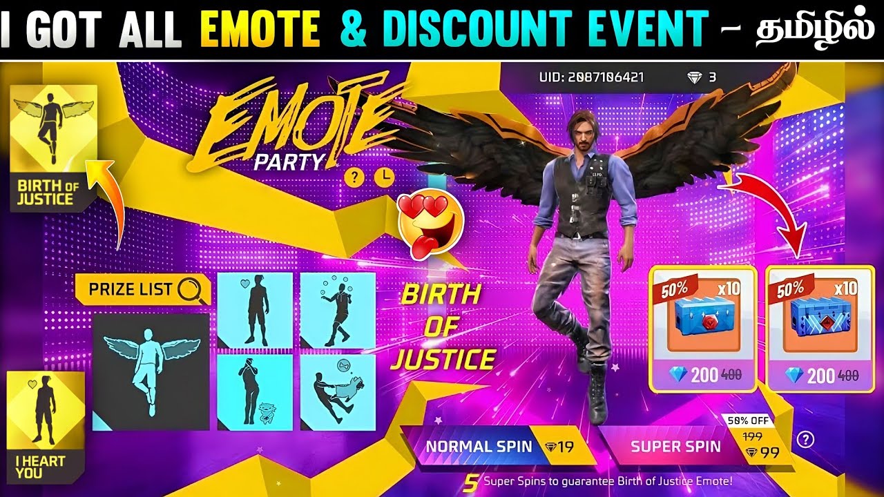 NEW EMOTE PARTY EVENT FREE FIRE IN TAMIL | KELLY'S CLEARANCE EVENT FREE FIRE | NEW EMOTE PARTY EVENT