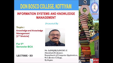 INFORMATION SYSTEMS AND KNOWLEDGE MANAGEMENT:KNOWLEDGE AND KNOWLEDGE MANAGEMENT(MOD-2)–BCA S5-LEC:23