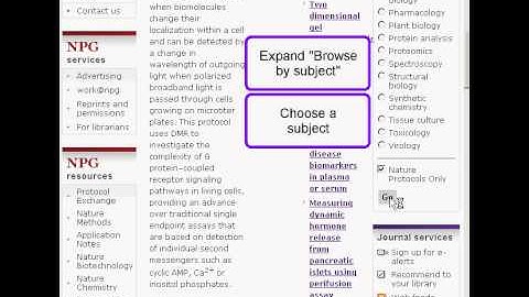 Browsing Nature Protocols from the home page (Computational Biology)