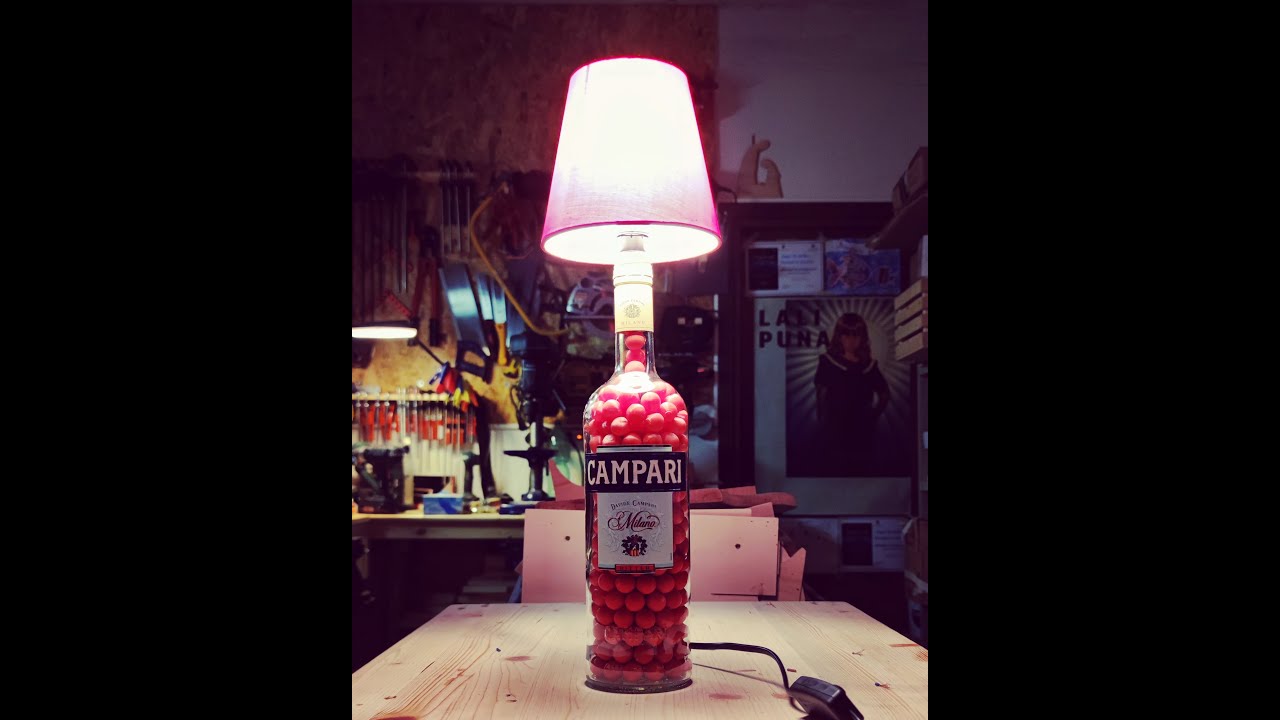 Costruire una lampada con bottiglia di Campari. Bottle lamp diy #abatjour  #campari #lamp 