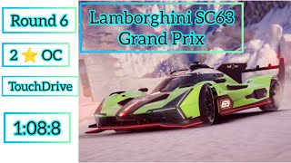 Asphalt 9 - Lamborghini SC63 Grand Prix Round 6 | 2 ⭐ | TouchDrive 1:08:8 | Reference Run