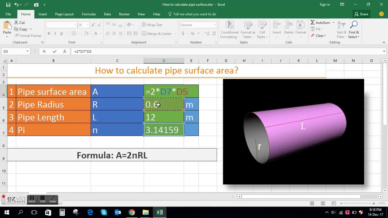 Surface Area Of Pipe Chart