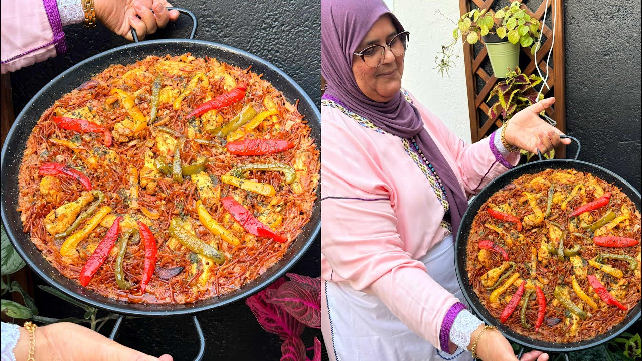 الشعرية على طريقة البايلا بالدجاج بمكونات جد بسيطة وموجودة في كل بيت