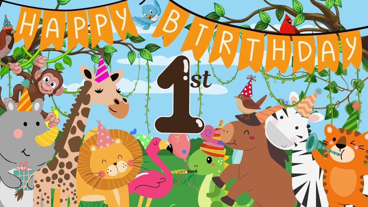 2 HOUR Happy 1st Birthday Safari Theme Background | Happy Birthday Song