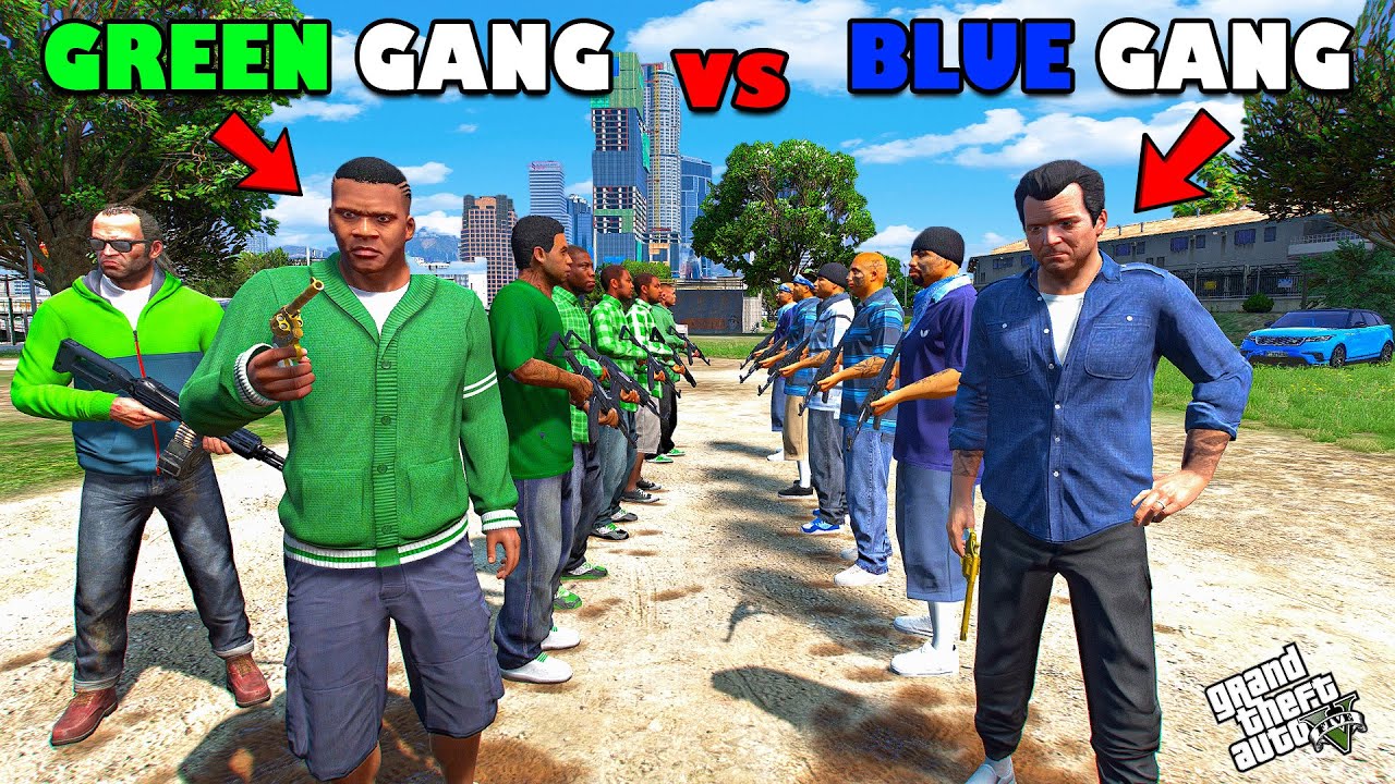 Franklin Starts the GREEN GANG to Attack on the BLUE GANG in GTA 5! 💥🔥 Gang War | Shinchan & Chop
