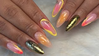 HOW TO: Abstract Nail Design with Chrome and 3D gel | FULL SET ACRYLIC