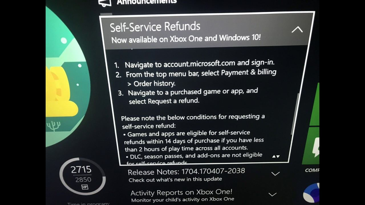 how to get a refund on xbox live downloads