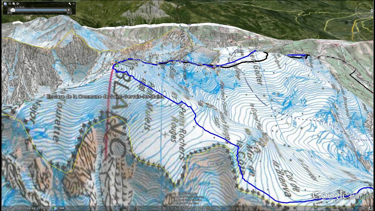 Mont Blanc route via Trois Montagne according to Google Earth. - YouTube