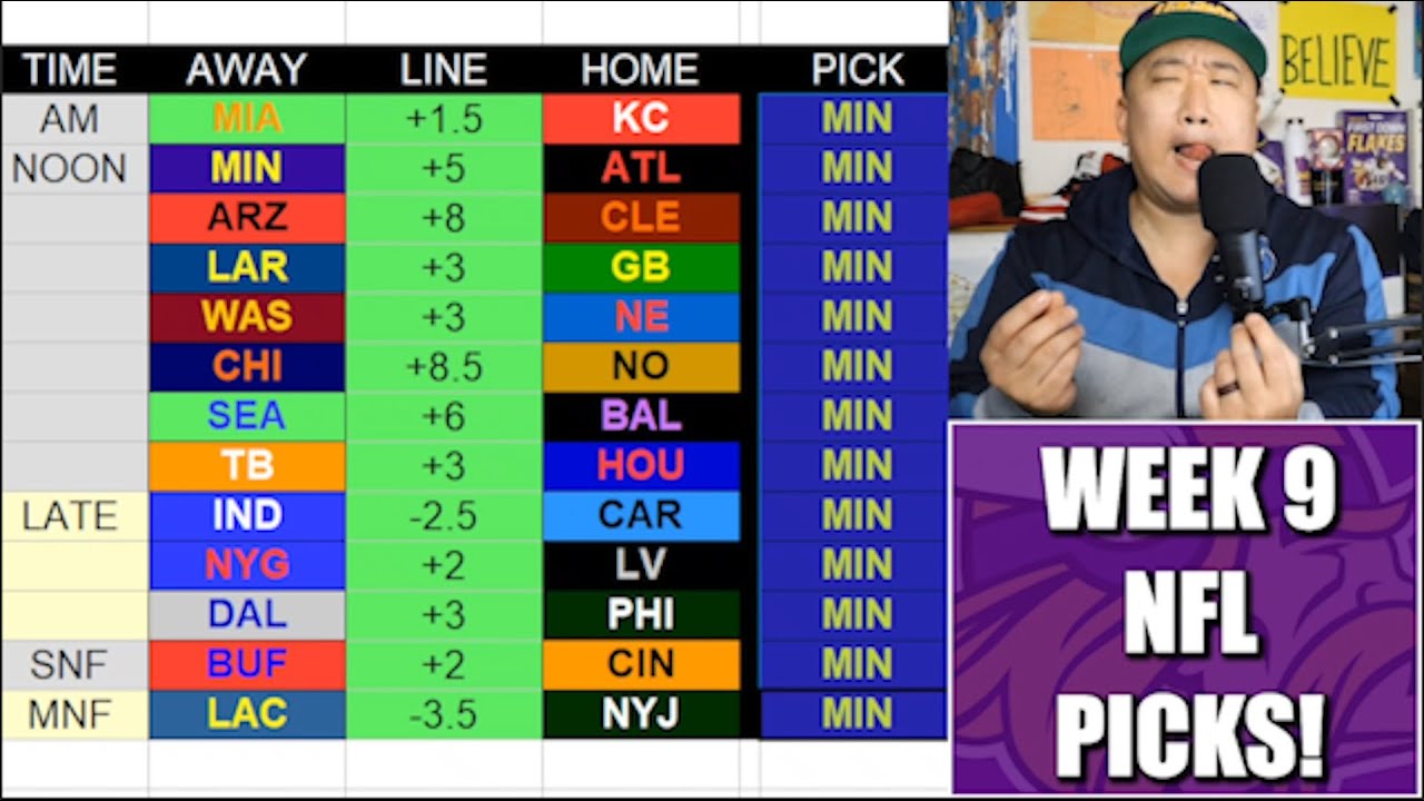 Week 9 NFL Picks: Vikings Getting 5-Points on the Road? - YouTube