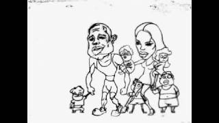 Brad Pitt and Angelina Jolie, caricature by Peter Dmitriew