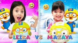 LEIKA VS MAZAYA CHALLENGE BUAT BONEKA LUCU PORORO | CARA BUAT BONEKA PORORO ALA LEIKA & MAZAYA