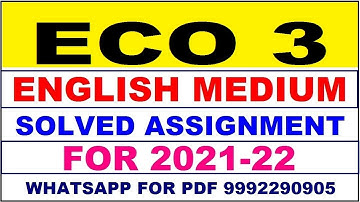 ECO 3 Solved Assignment 2021-22 in ENGLISH,  Whatsapp For Pdf  9992290905.