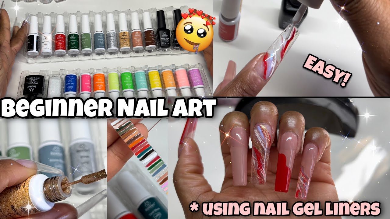 GEL NAIL ART WITH GEL LINERS *REVIEW* BEETLES GEL POLISH