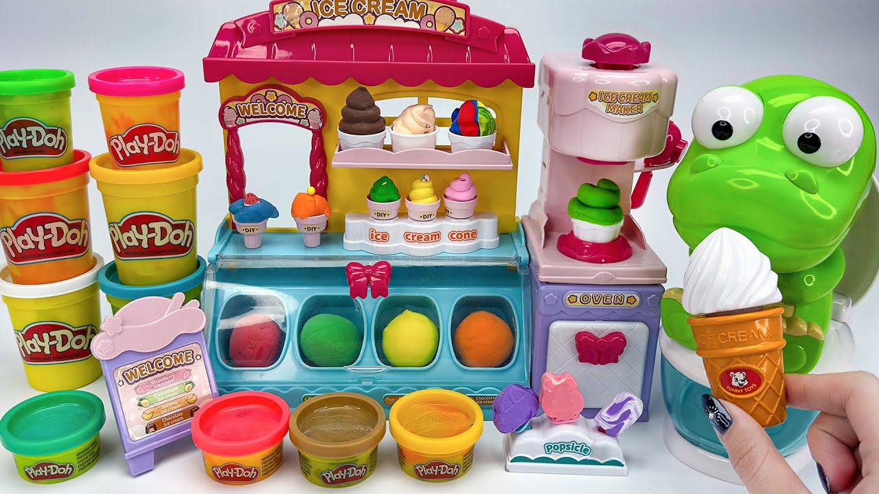 Ultimate ASMR Play Doh Rainbow Ice Cream Playset with Krong 🍧 플레이도 무지개 아이스크림 Satisfying Unboxing