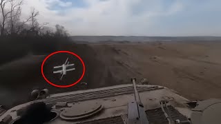 Lancet Drone Strike Ukrainian BMP-2 Straight On