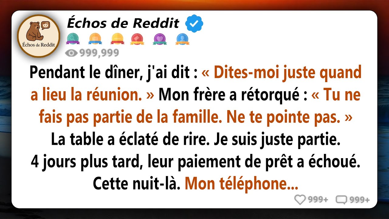 Au dîner, j'ai dit : 
